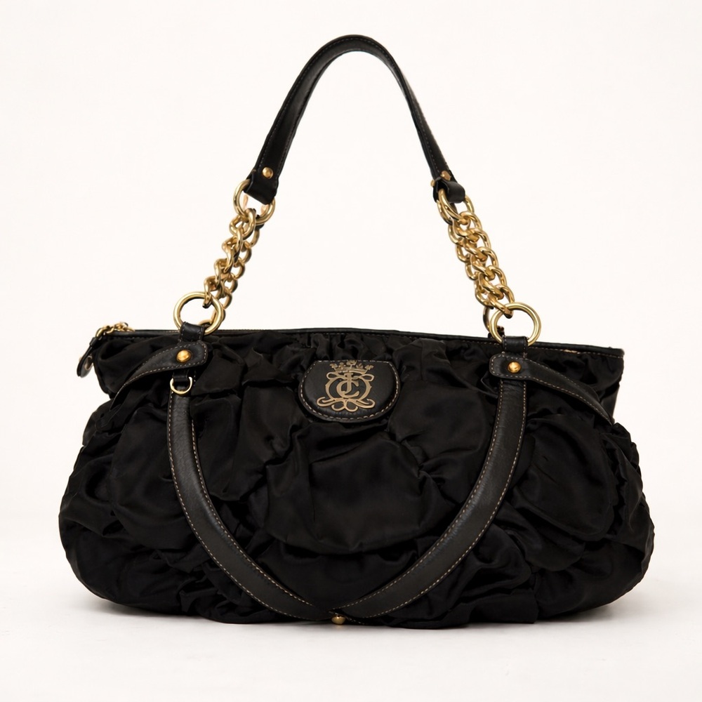 Juicy Couture Black Quilted Shoulder Bag with Gold Chain Trim Like New